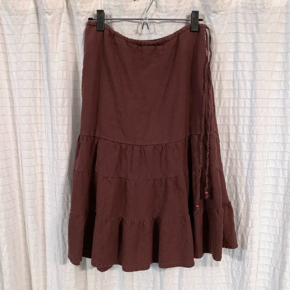 Vintage GAP Tiered Ruffle Linen Drawstring Skirt